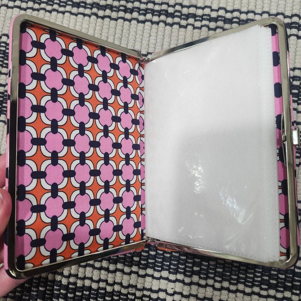 Vera Bradley Pink Orange Floral Photo Album Card Holder Hard Shell Case Wallet